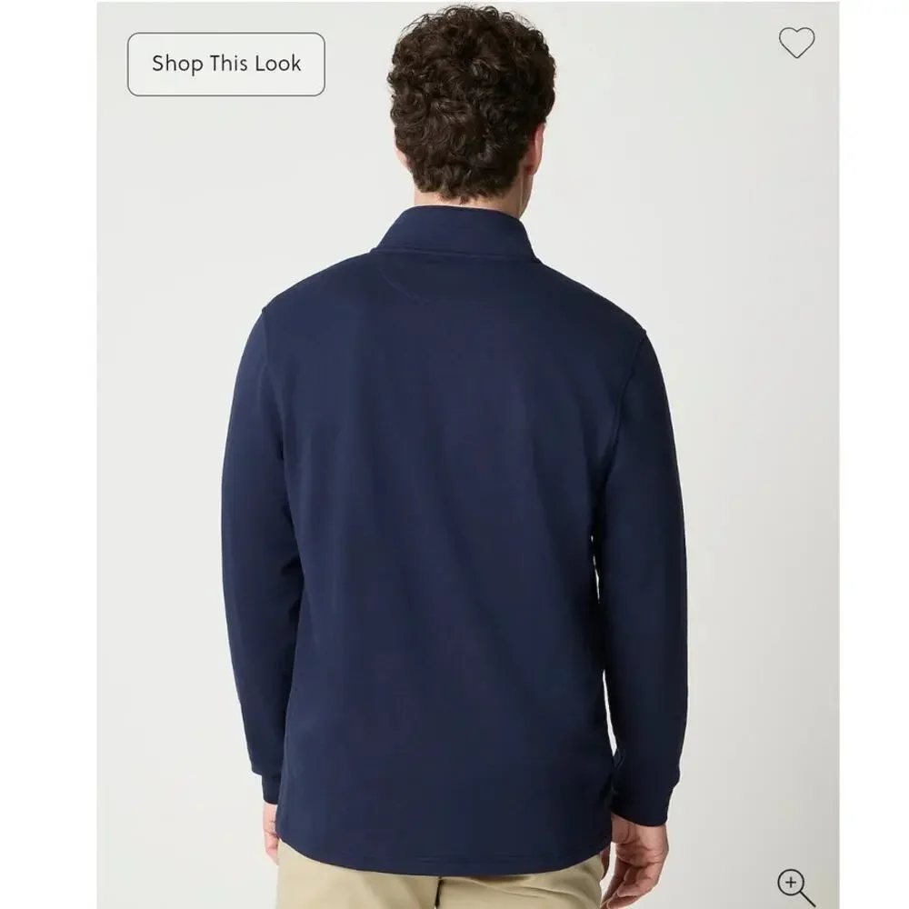 NWT J. Crew Performance Quarter-Zip Moister Wicking Navy L